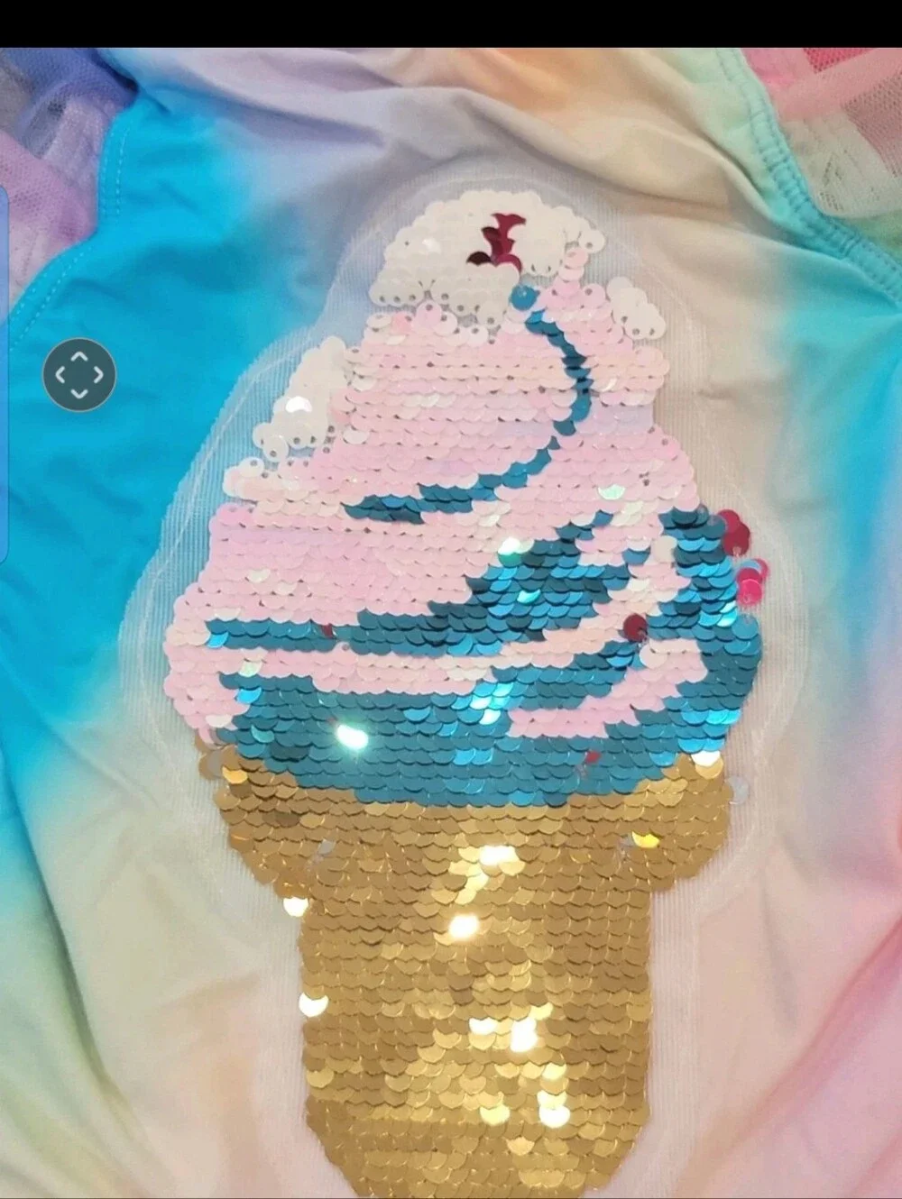 Beach Lingo Girls Sequin Ice Cream Rainbow Frill One-Piece Swimsuit SZ 3T NEW